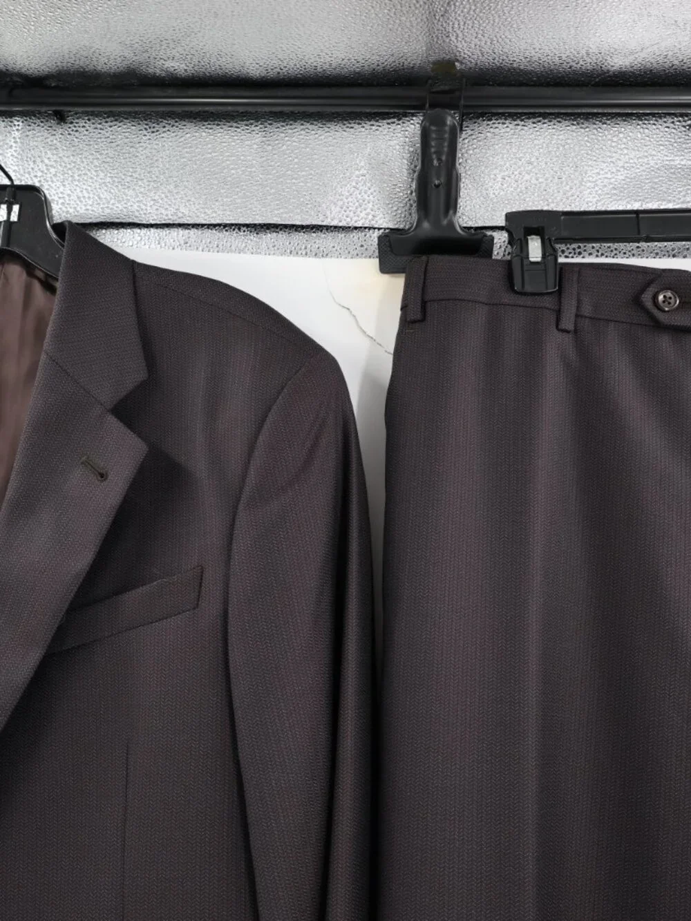 Armani Collezioni Suit Mens 42L 34x39 Wool Two Piece Herringbone unhemmed notch